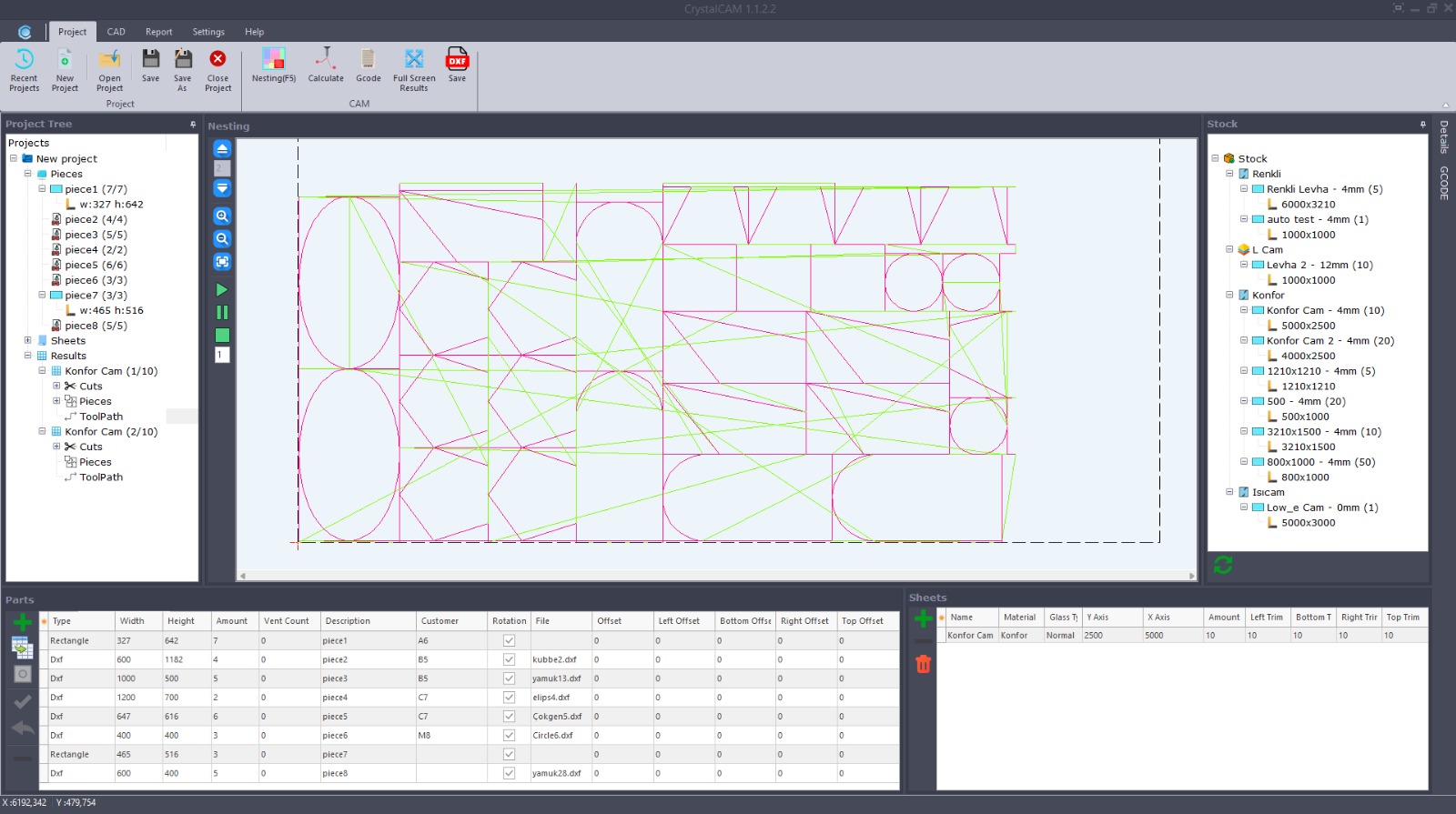 CrystalCAM takımyolu ve simülasyon ekranı